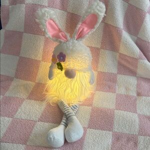 Gnome Bunny Rabbit Shelf Sitter Led Lighting  25" new
